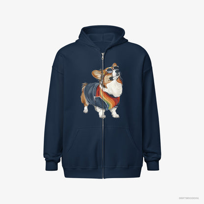 Corgi Sporting Rainbow Clothing Navy Hoodie