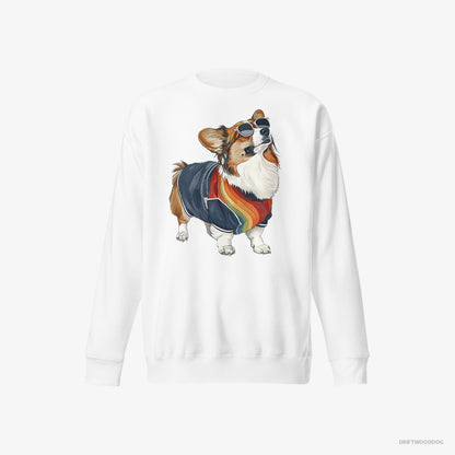 Corgi Sporting Rainbow Clothing White Sweatshirt