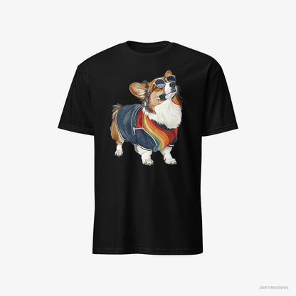 Corgi Sporting Rainbow Clothing Black T-Shirt