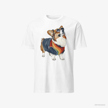 Corgi Sporting Rainbow Clothing White T-Shirt