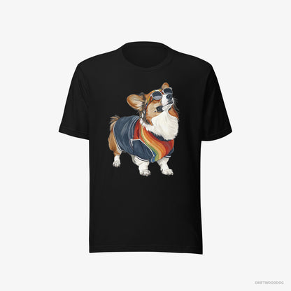 Corgi T-Shirt – Men Black T-Shirt Eco-Friendly – Sporting Rainbow Clothing (on White Background)