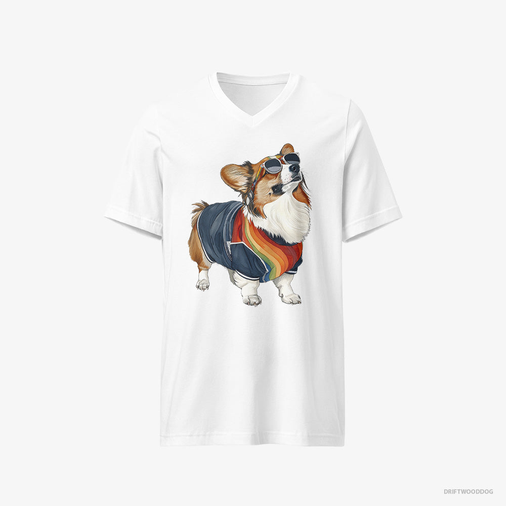 Corgi Sporting Rainbow Clothing V-Neck T-Shirt