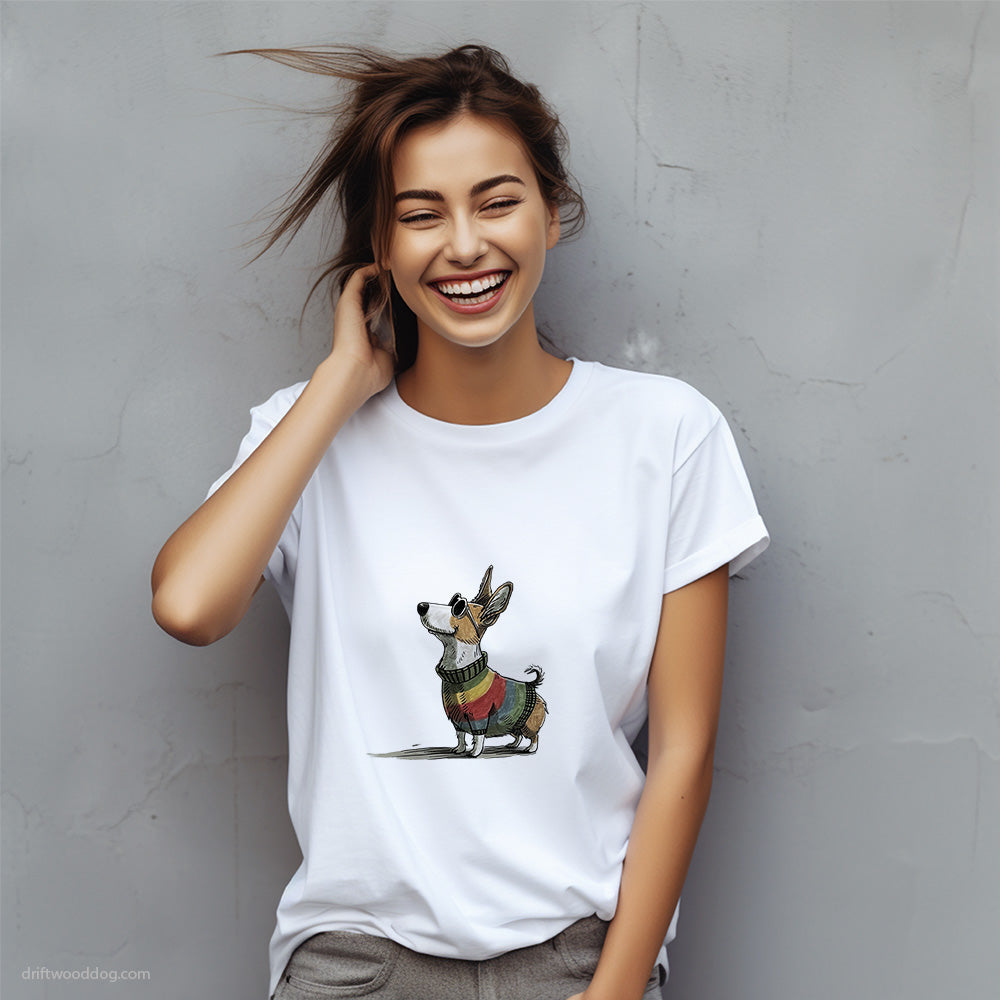 Corgi Adorned in Rainbow Gear T-Shirt – Custom Dog T-Shirts for Women