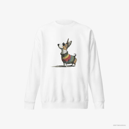 Corgi Adorned in Rainbow Gear White Sweatshirt