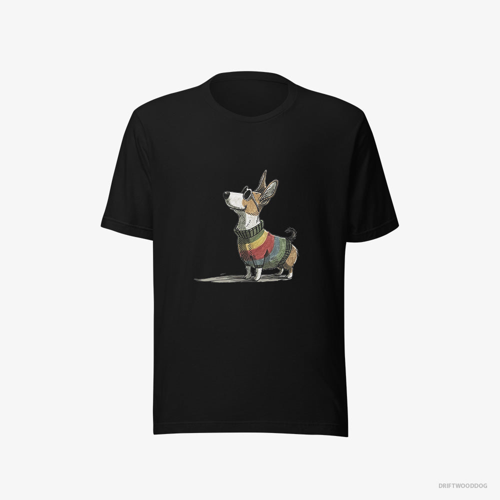 Corgi Adorned in Rainbow Gear – Men's T-Shirt Black Eco – Eco-Friendly