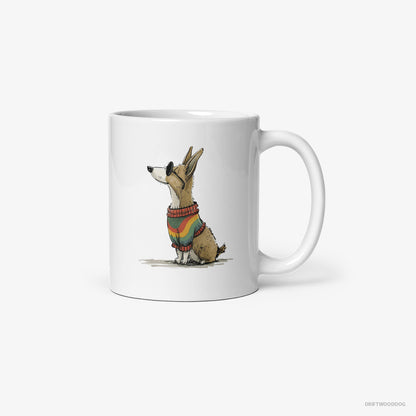 Corgi Clad in Rainbow Apparel White Mug