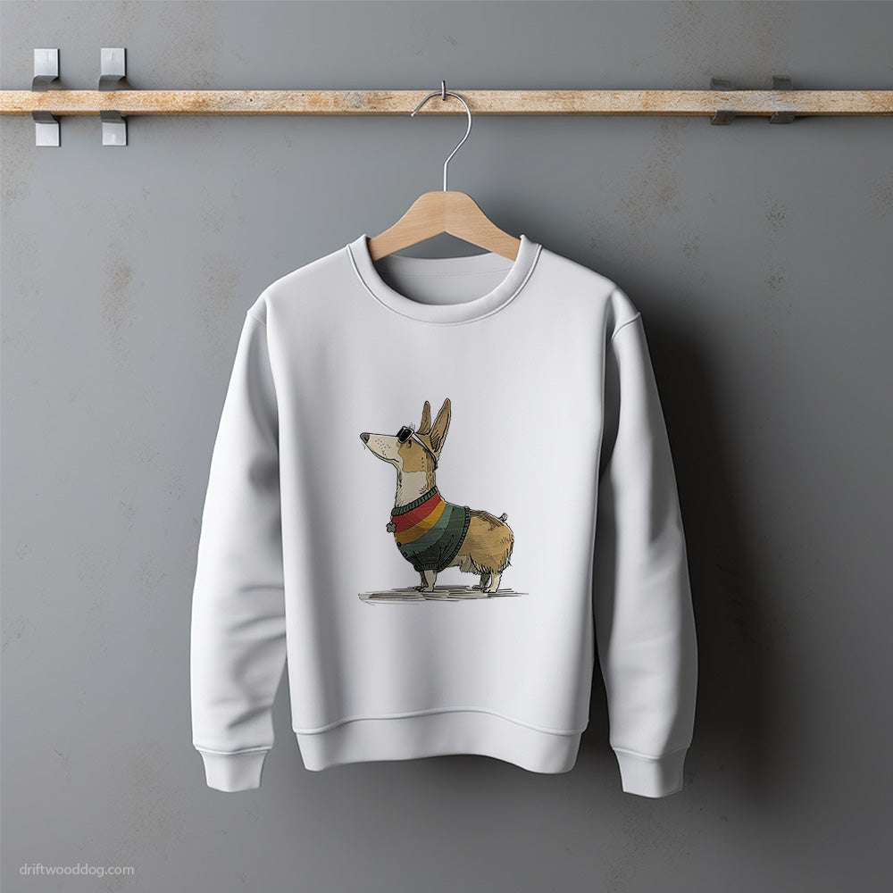 Corgi Dressed in Rainbow-themed Outfit Sweatshirt – Unisex Sweatshirt for Dog Lovers