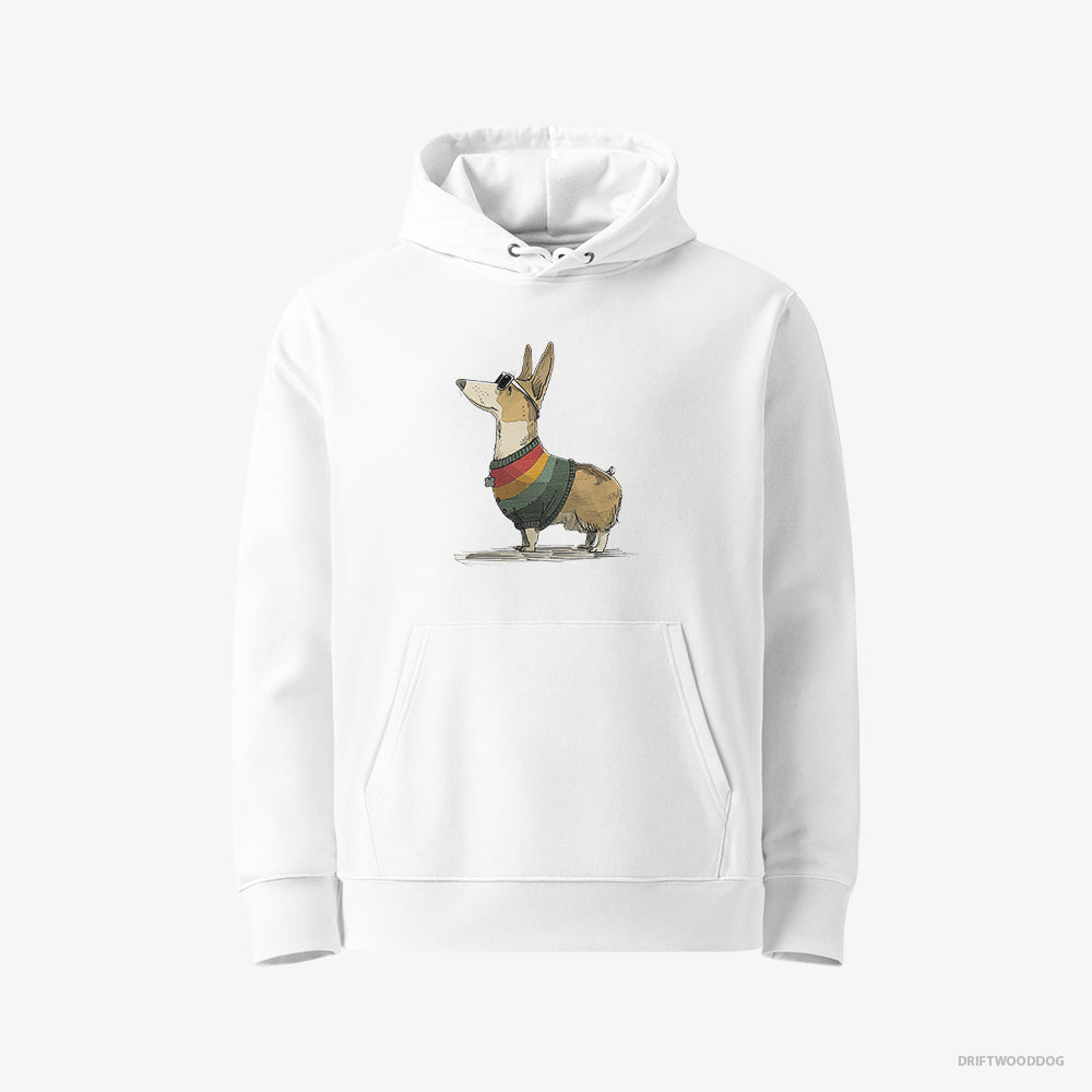 Corgi Dressed in Rainbow-themed Outfit – Women's Hoodie White Eco – Eco-Friendly