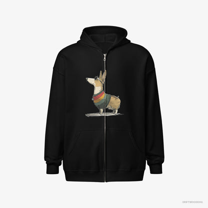 Corgi Dressed in Rainbow-themed Outfit Black Hoodie