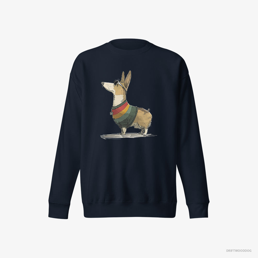 Corgi Dressed in Rainbow-themed Outfit – Women's Sweatshirt Navy Eco – Eco-Friendly