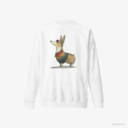 Corgi Dressed in Rainbow-themed Outfit White Sweatshirt