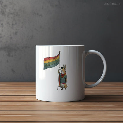 Corgi Holding Pride Flag Mug – Funny Dog Coffee Mugs | Quirky Canine Drinkware