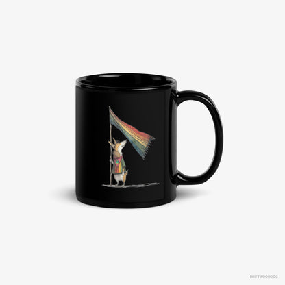 Corgi Mug – Unisex Black Mug Classic – with an LGBTQ+ Flag (on White Background)