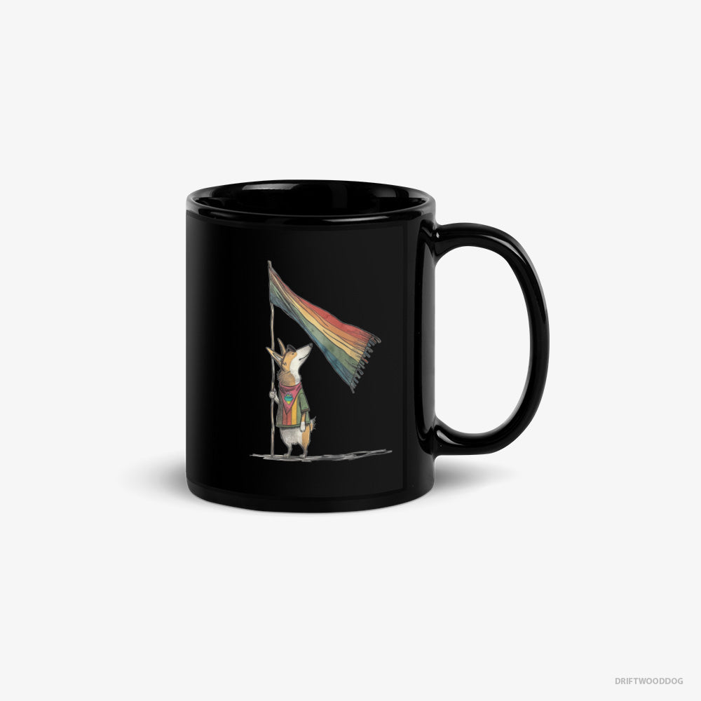 Proud Corgi with an LGBTQ+ Flag – Mug Black – Classic