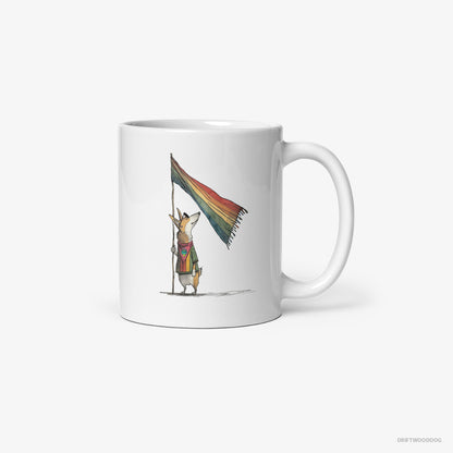 Corgi with an LGBTQ+ Flag White Mug