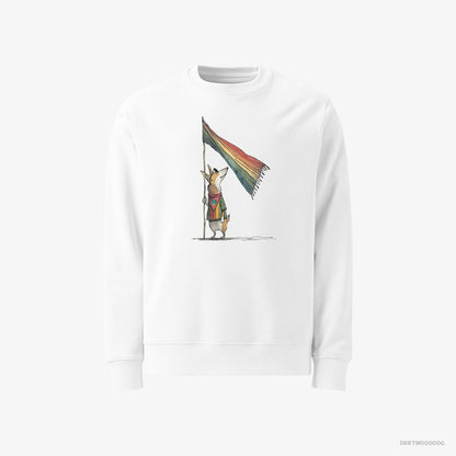 Corgi with an LGBTQ+ Flag White Sweatshirt