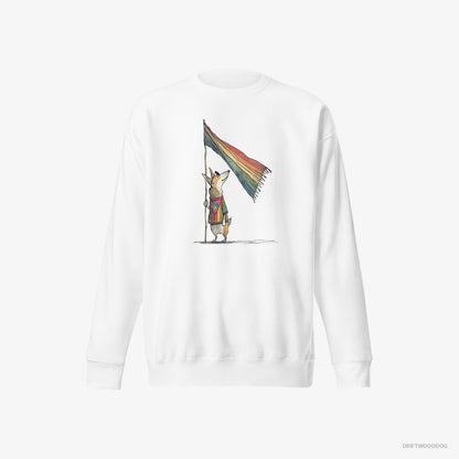 Corgi with an LGBTQ+ Flag White Sweatshirt