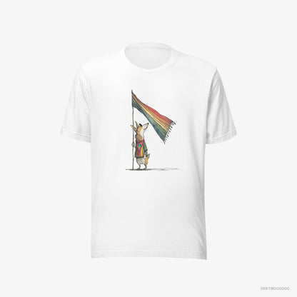 Corgi T-Shirt – Men White T-Shirt Eco-Friendly – with an LGBTQ+ Flag (on White Background)