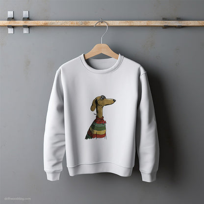 Dachshund Wearing Rainbow Outfit Sweatshirt – Unisex Sweatshirt for Dog Lovers