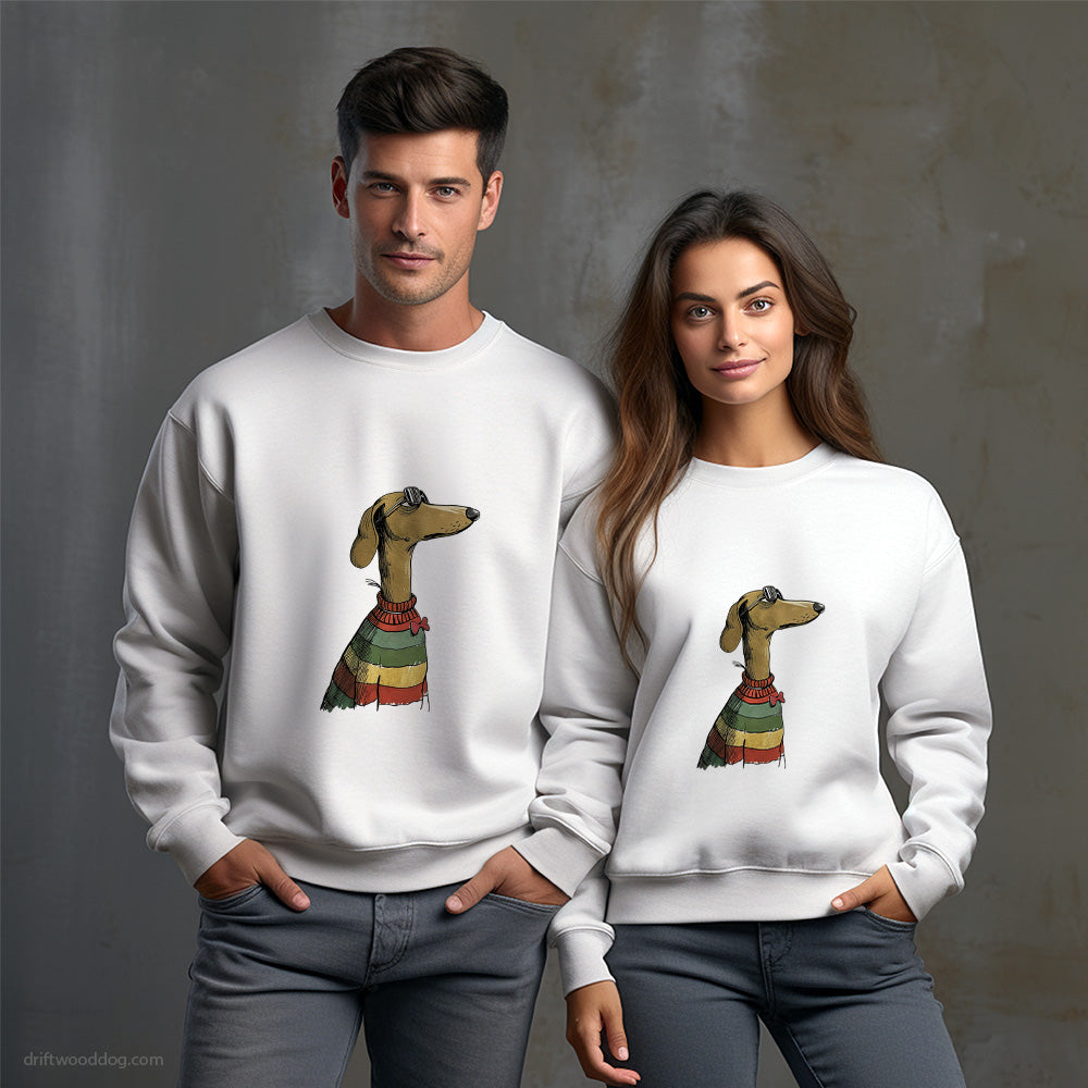 Dachshund Wearing Rainbow Outfit Sweatshirt – Unisex Sweatshirt for Dog Owners