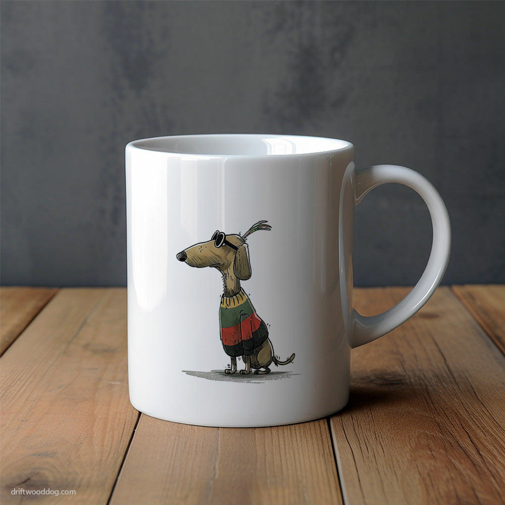 Dachshund Dressed in Rainbow-themed Outfit Mug – Unique Dog Cups | Dog-Themed Mugs