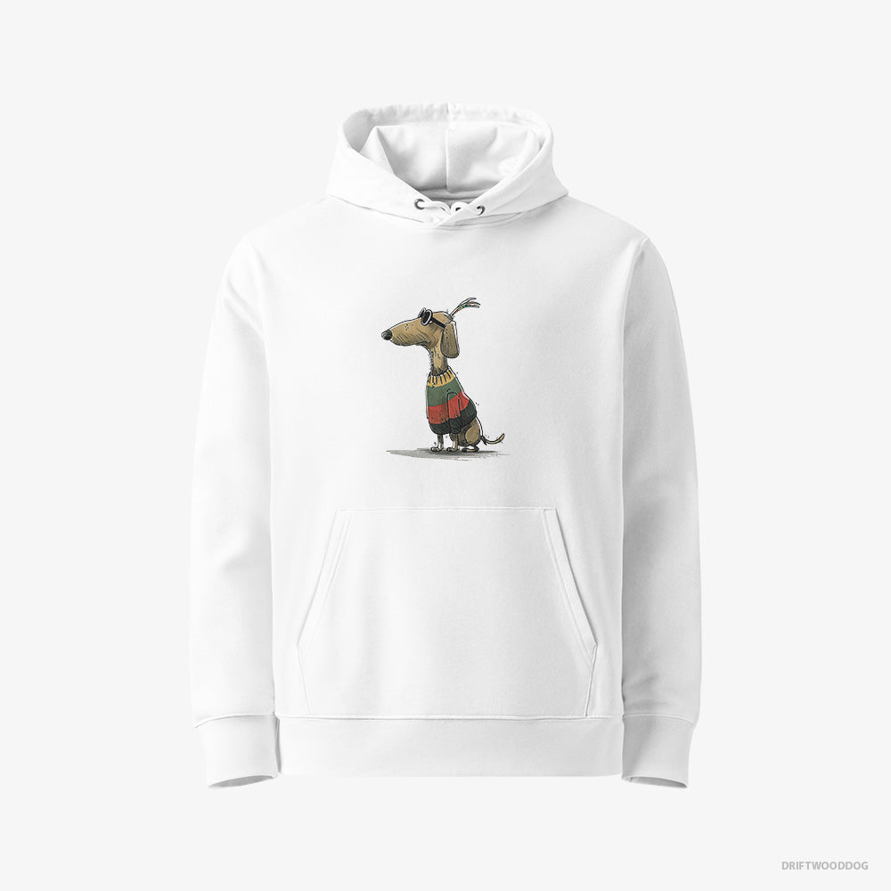 Dachshund Dressed in Rainbow-themed Outfit – Women's Hoodie White Eco – Eco-Friendly