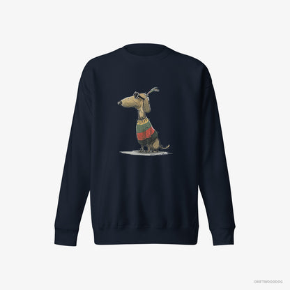 Dachshund Dressed in Rainbow-themed Outfit Navy Sweatshirt