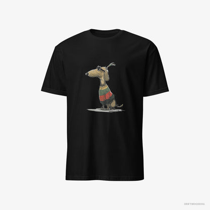 Dachshund Dressed in Rainbow-themed Outfit Black T-Shirt