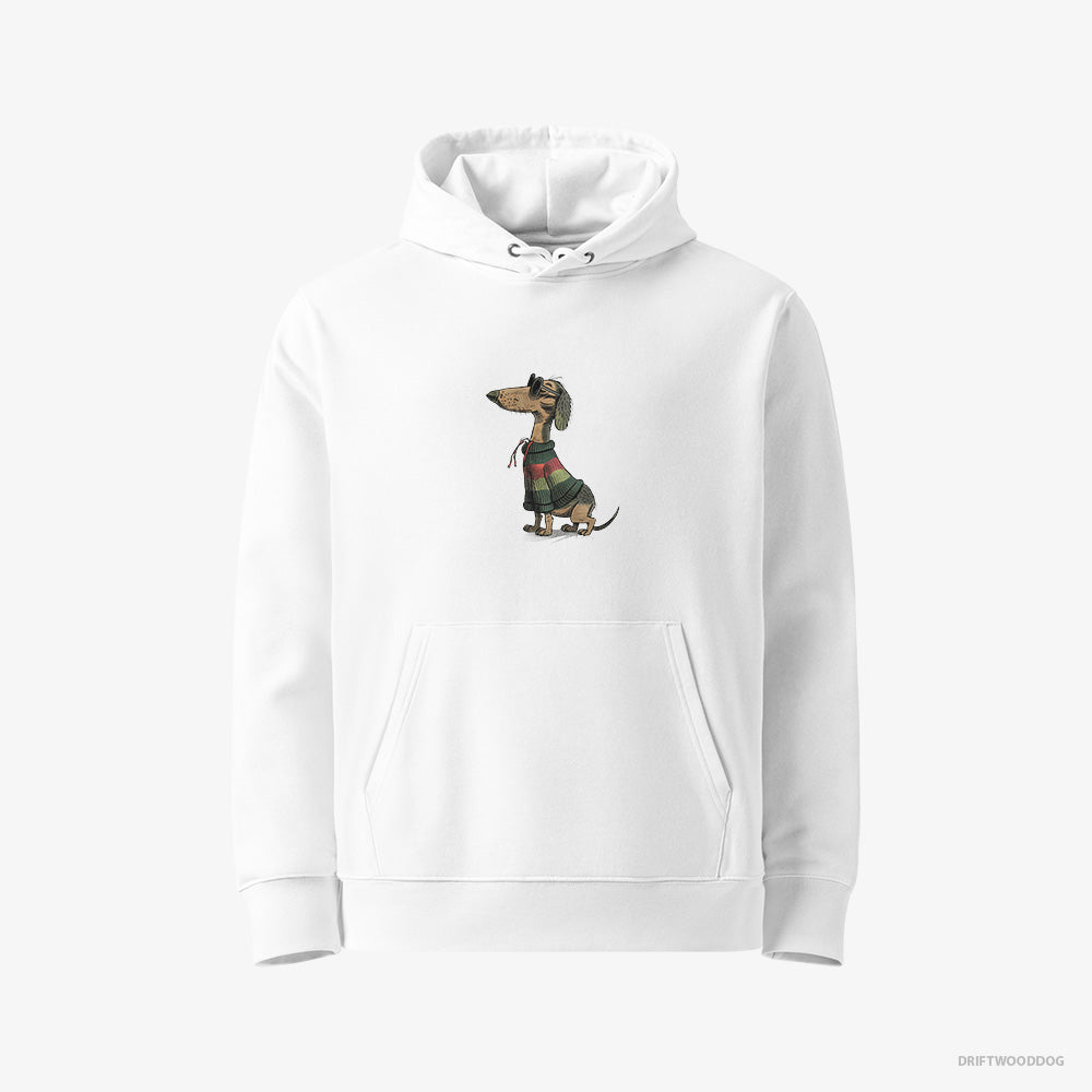 Dachshund Hoodie – Men White Hoodie Eco-Friendly – All Set for Pride (on White Background)