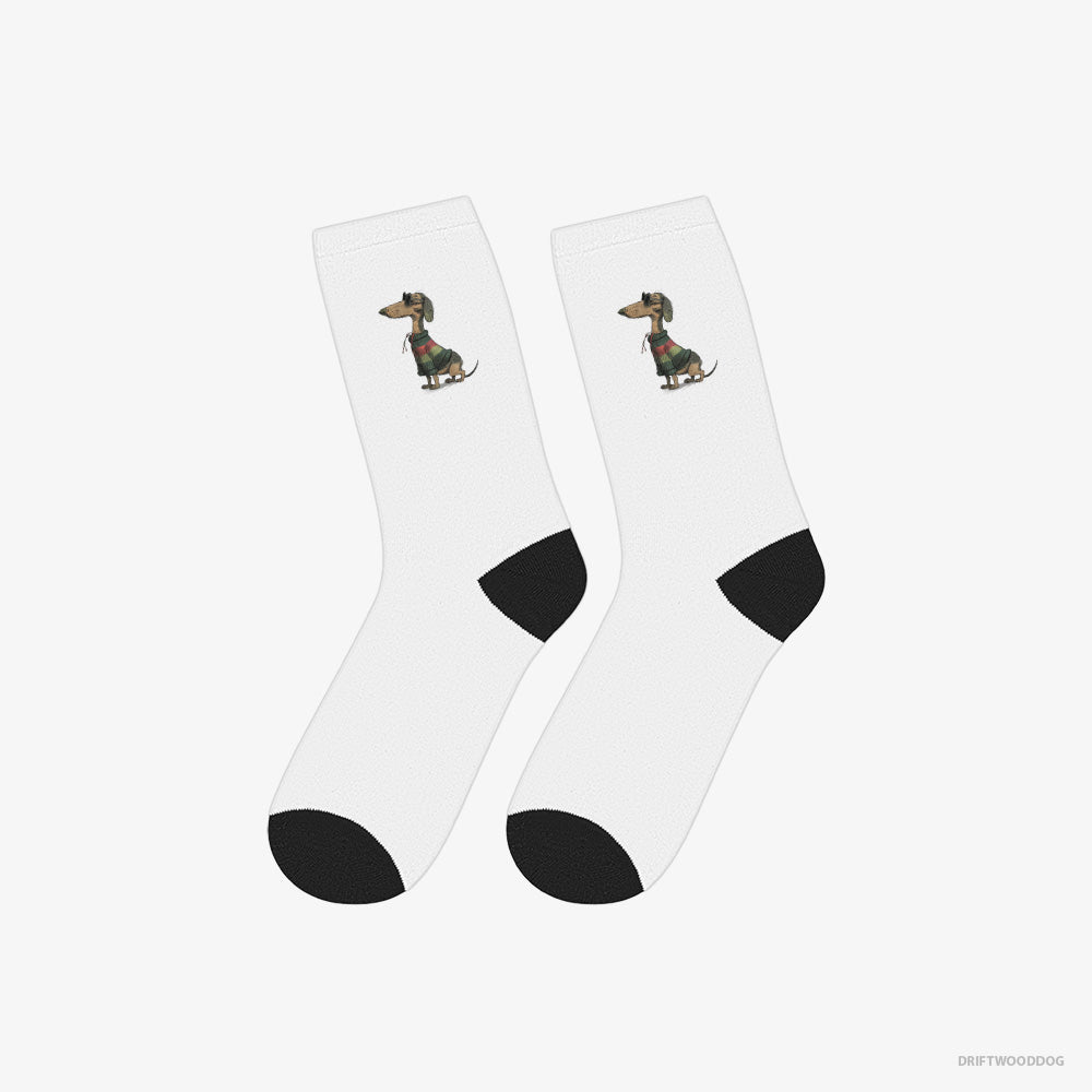 Dachshund Socks – Unisex White Socks Eco-Friendly – All Set for Pride (on White Background)