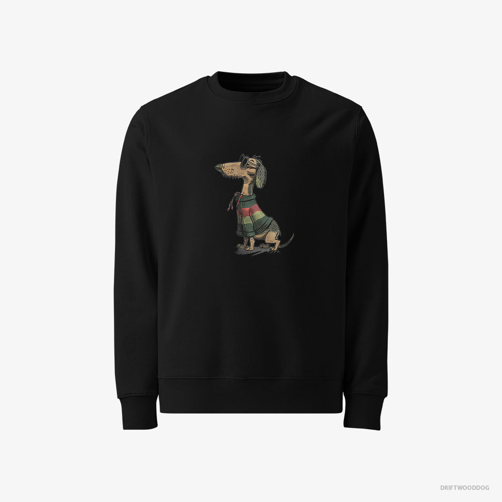 Dachshund Sweatshirt – Men Black Sweatshirt Classic – All Set for Pride (on White Background)