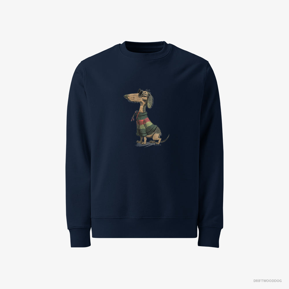 Dachshund Sweatshirt – Men Navy Sweatshirt Classic – All Set for Pride (on White Background)