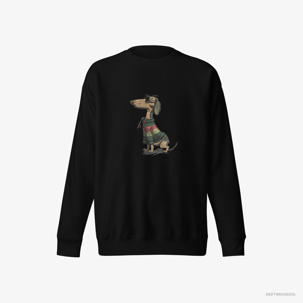 Dachshund Sweatshirt – Women Black Sweatshirt Eco-Friendly – All Set for Pride (on White Background)