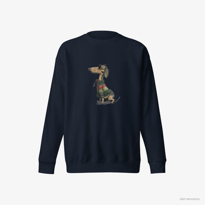 Dachshund Sweatshirt – Men Navy Sweatshirt Eco-Friendly – All Set for Pride (on White Background)