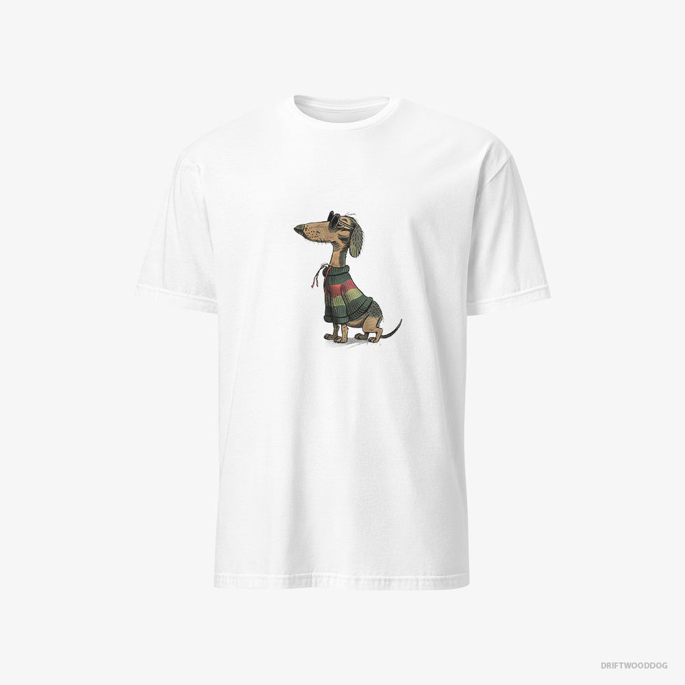 Dachshund T-Shirt – Men White T-Shirt Classic – All Set for Pride (on White Background)