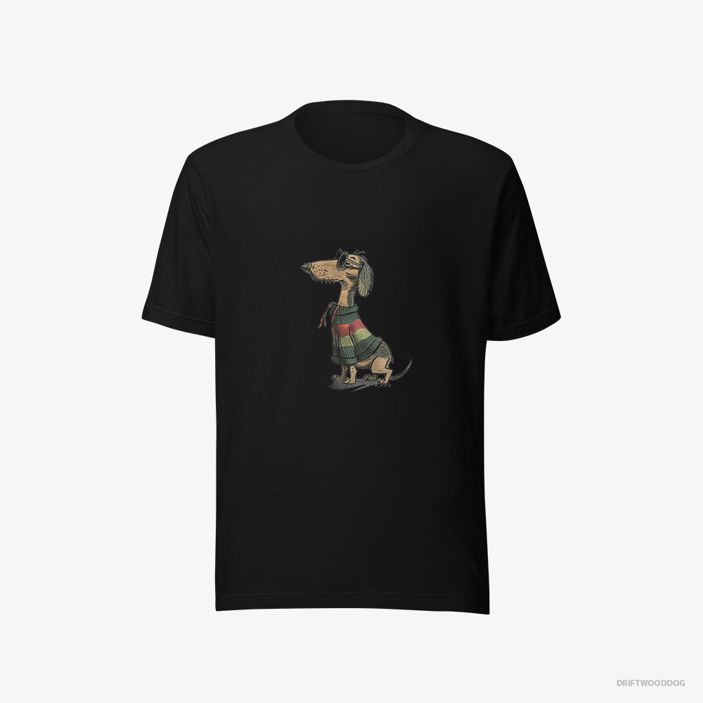 Dachshund T-Shirt – Women Black T-Shirt Eco-Friendly – All Set for Pride (on White Background)