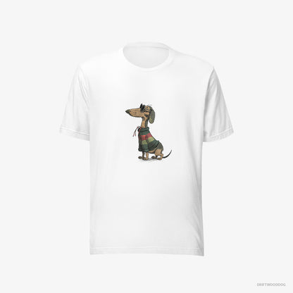 Dachshund T-Shirt – Men White T-Shirt Eco-Friendly – All Set for Pride (on White Background)