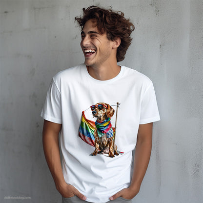 Dachshund with an LGBTQ+ Flag T-Shirt – Dog T-Shirt for Men