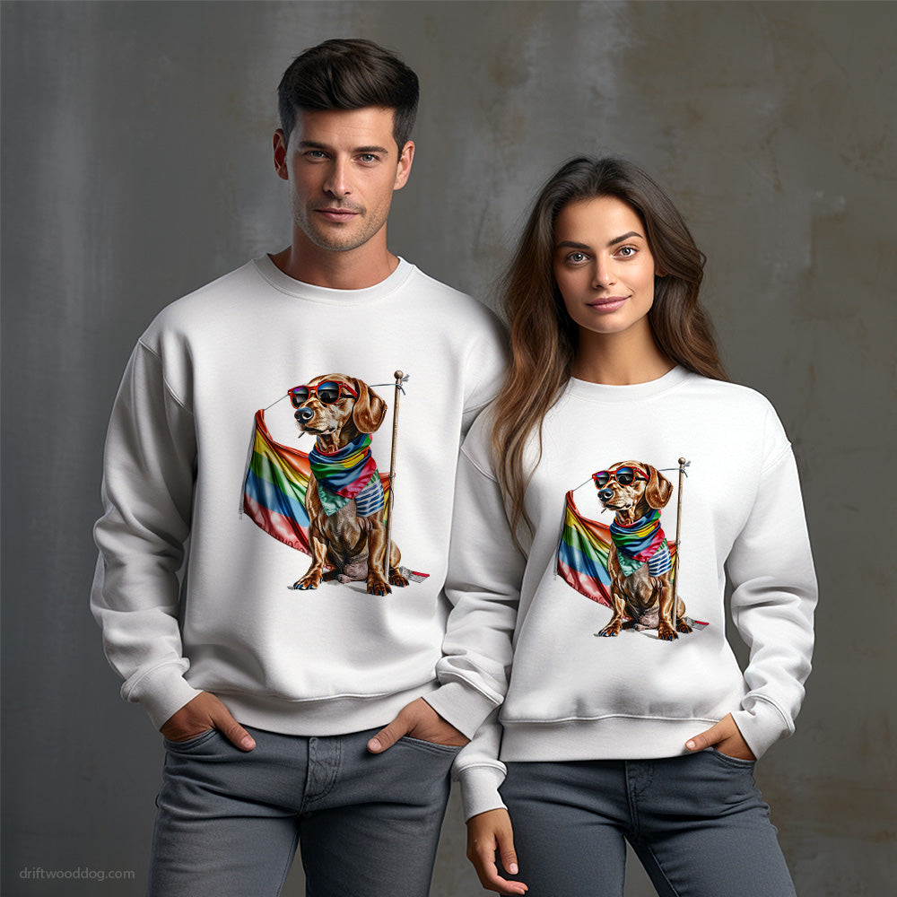 Dachshund with an LGBTQ+ Flag Sweatshirt – Unisex Sweatshirt for Dog Owners