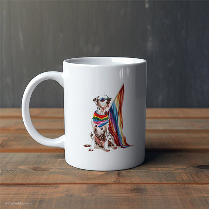 Dalmatian Carrying Pride Flag Mug – Cute Dog-Themed Mugs | Perfect Gifts for Dog Lovers