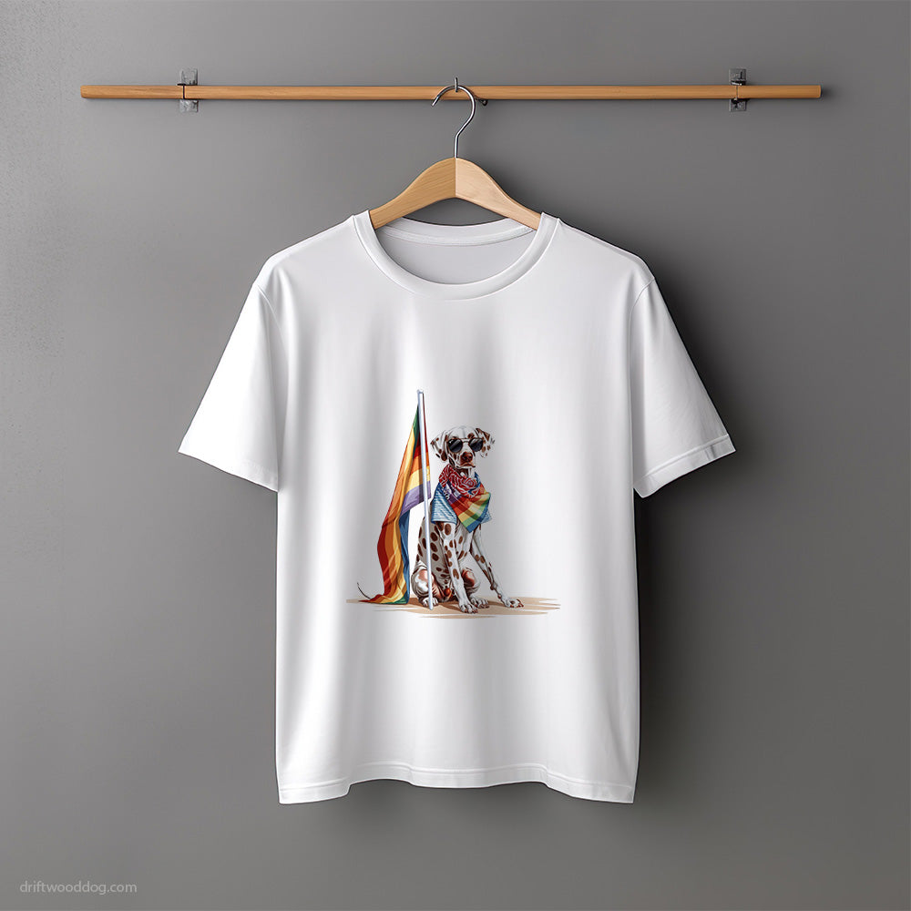 Proud Dalmatian with an LGBTQ+ Flag T-Shirt – Unisex Tee for Dog Lovers