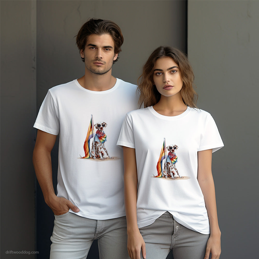 Proud Dalmatian with an LGBTQ+ Flag T-Shirt – Dog-Themed Gifts for Dog Lovers