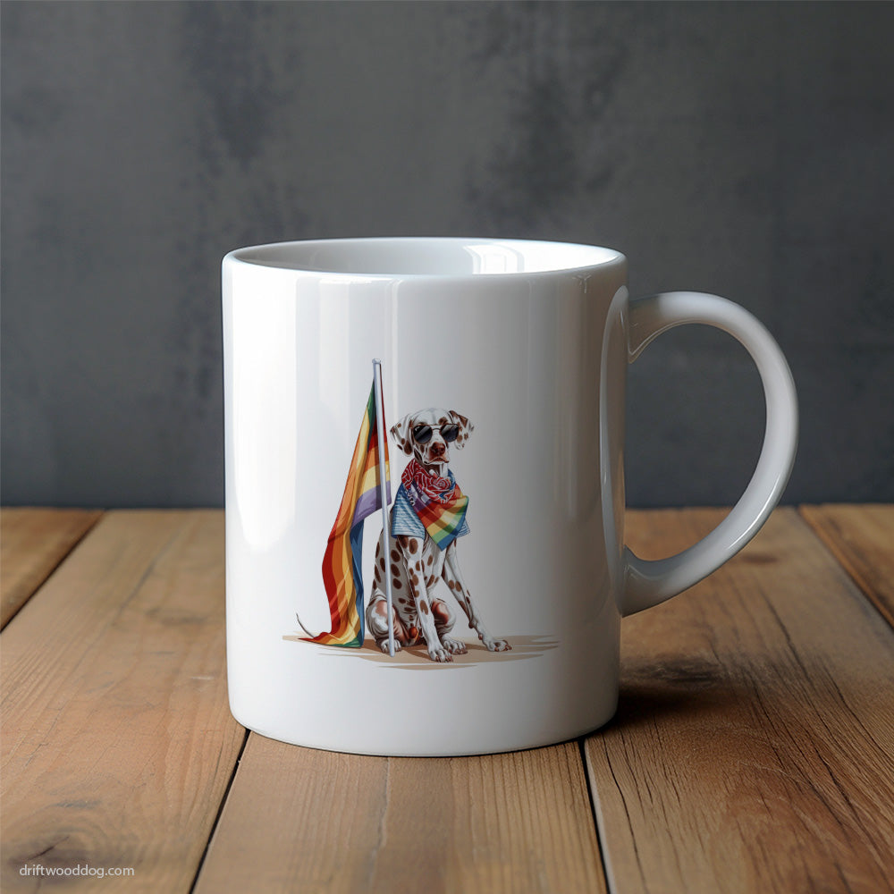 Proud Dalmatian with an LGBTQ+ Flag Mug – Unique Dog Cups | Dog-Themed Mugs