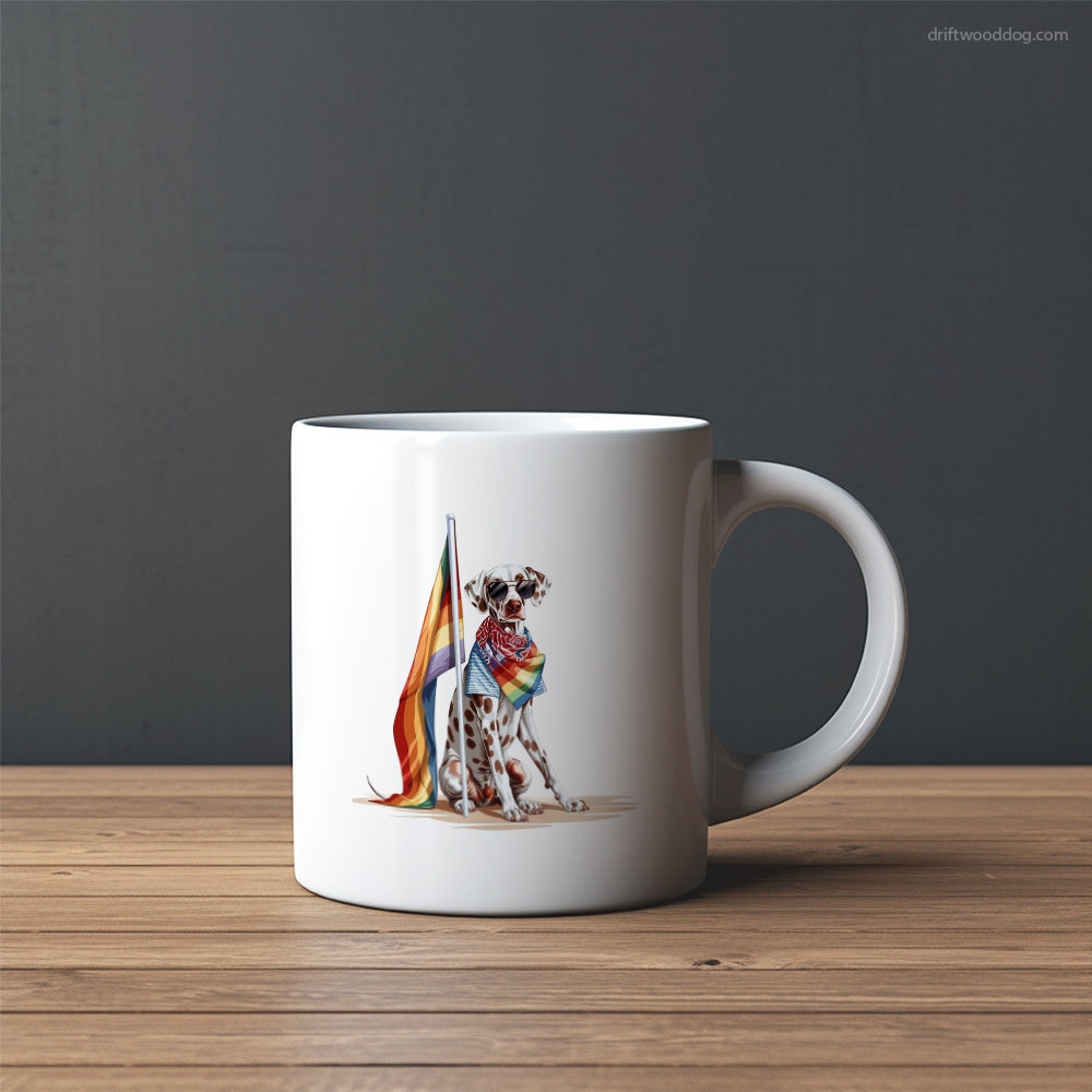 Proud Dalmatian with an LGBTQ+ Flag Mug – Custom Dog Mugs | Personalized Pet Mugs