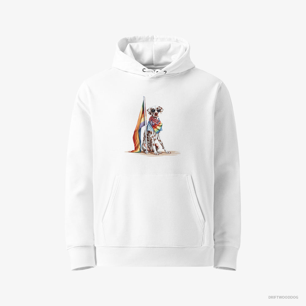 Proud Dalmatian with an LGBTQ+ Flag – Women's Hoodie White Eco – Eco-Friendly