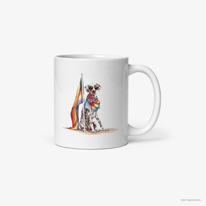 Dalmatian with an LGBTQ+ Flag White Mug