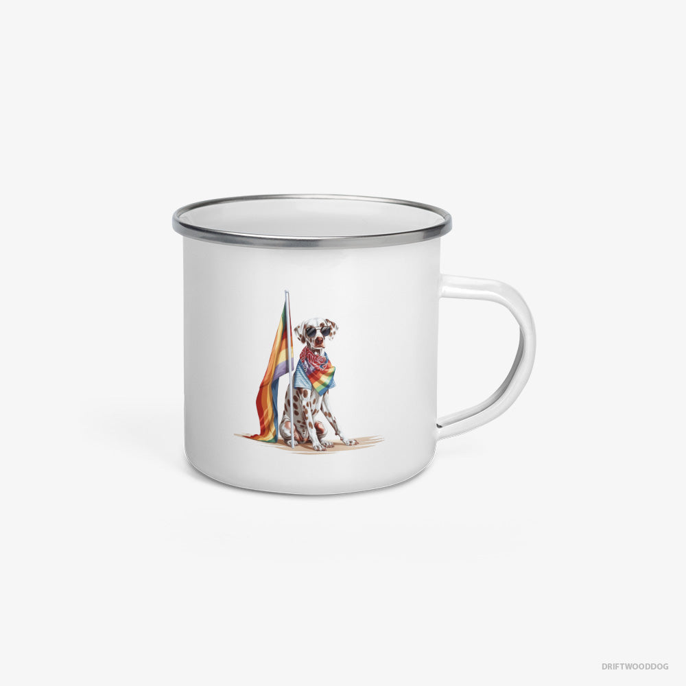 Dalmatian with an LGBTQ+ Flag Enamel Mug