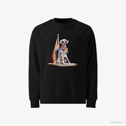 Dalmatian Sweatshirt – Men Black Sweatshirt Classic – with an LGBTQ+ Flag (on White Background)