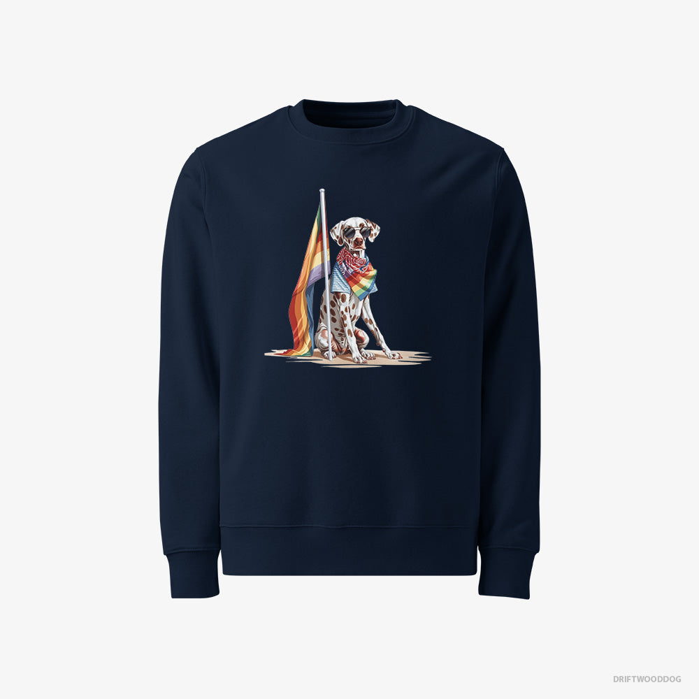 Dalmatian Sweatshirt – Men Navy Sweatshirt Classic – with an LGBTQ+ Flag (on White Background)