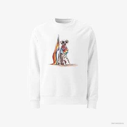 Dalmatian with an LGBTQ+ Flag White Sweatshirt